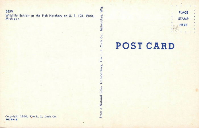 Paris Fish Hatchery - Postcard Back (newer photo)